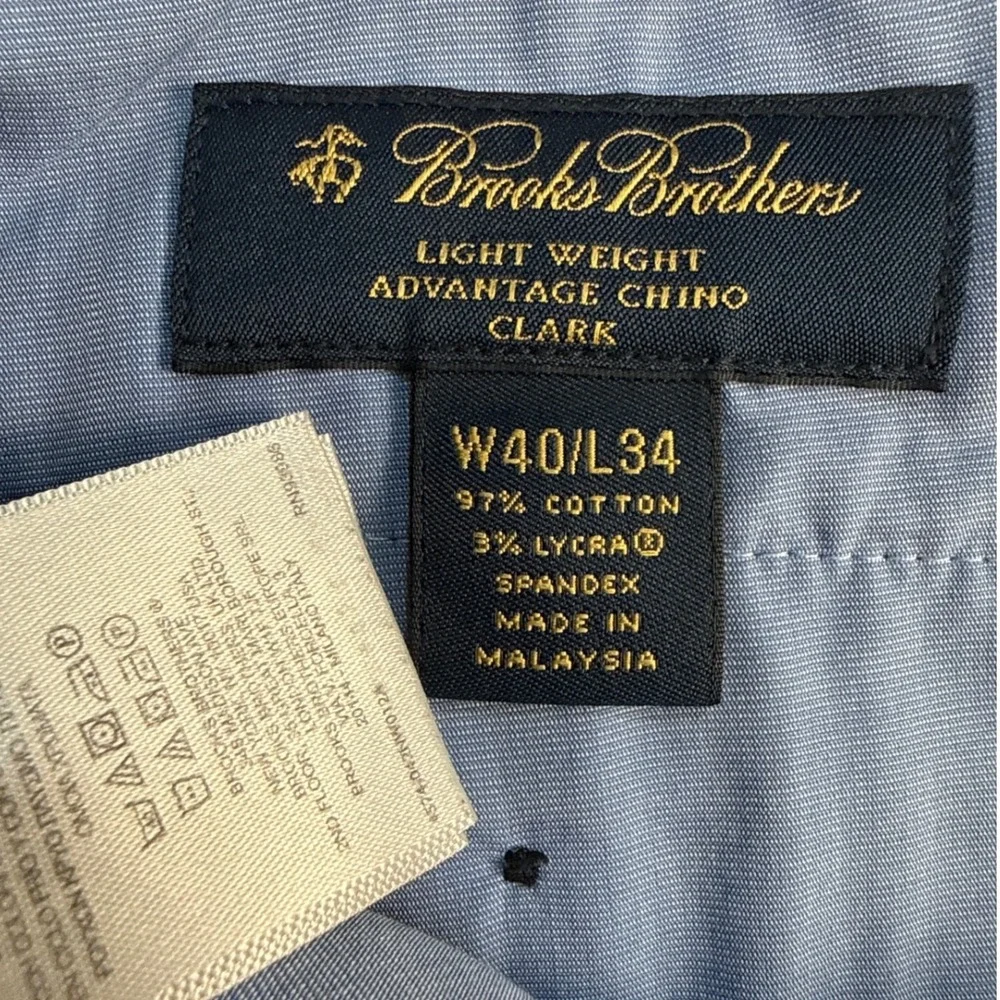 Brooks Brothers Advantage Chino Clark Fit Navy Blue Pants Mens 40x34 Lightweight